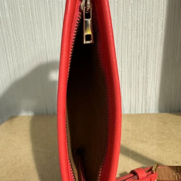 Michael Kors Brown Monogram Canvas Crossbody Bag with Red Leather Trim - Picture 5 of 8